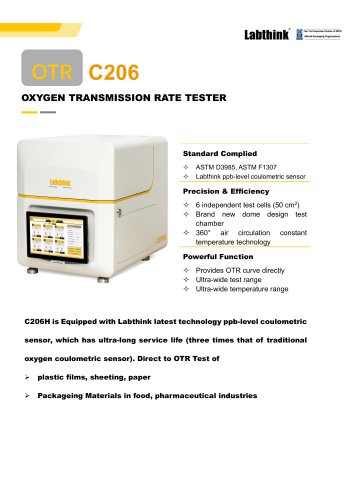 Food Packaging Oxygen Permeation Analyzer OTR Testing Analyzer