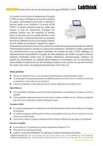 Instrument de test de perméabilité à l'oxygène des lentilles de contact