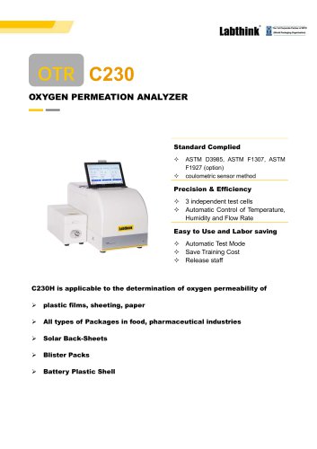 Labthink OTR Permeation Analyzer Alternative of mocon Oxygen Permeation Test Instruments