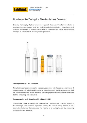 Nondestructive Testing for Glass Bottle Leak Detection