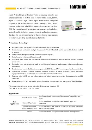 Tester for static and kinetic coefficient of friction tests of plastic films, sheets, rubber, paper etc