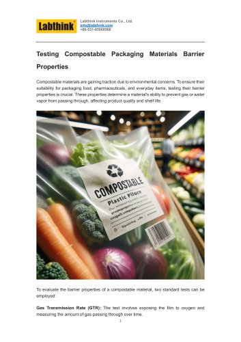 Testing Compostable Packaging Materials Barrier Properties