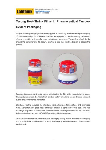 Testing Heat-Shrink Films in Pharmaceutical Tamper-Evident Packaging