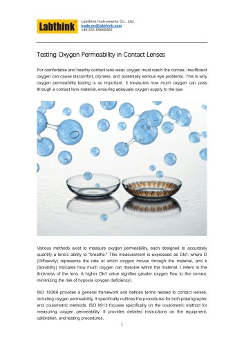 Testing Oxygen Permeability in Contact Lenses