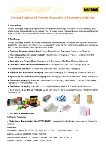 Testing Solution Of Flexible Packaging & Packaging Materials