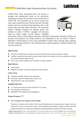 WVTR analyzer for food packaging testing