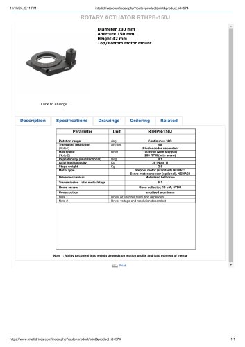 Rotary actuator RTHPB-150J