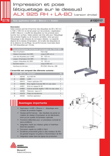 ALX 925 Version Droite + LABO Étiquetage sur le dessus