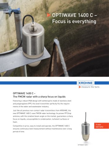 OPTIWAVE 1400 C –  The FMCW radar with a sharp focus on liquids