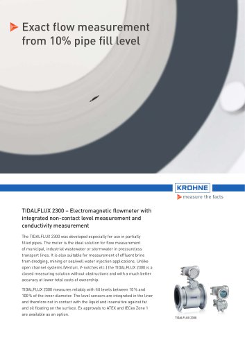 TIDALFLUX 2300 – Electromagnetic flowmeter with  integrated non-contact level measurement and  conductivity measurement