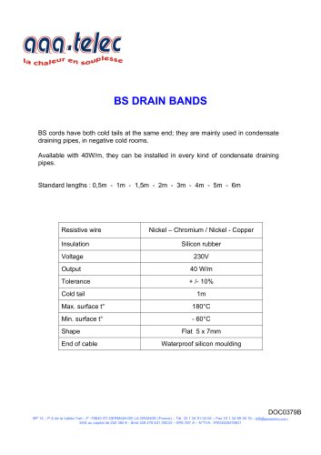 Cordon chauffant antigel pour entourage porte de chambre froide IC - 3a  Telec - Catalogue PDF, Documentation technique