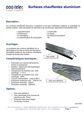 Surfaces chauffantes aluminium