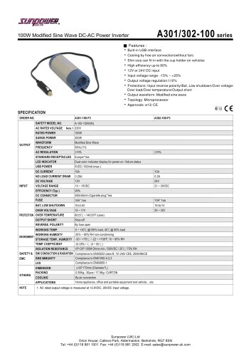 A300-100 Series - 100W Modified Sine Wave DC-AC Power Inverter
