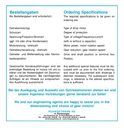 Ordering specifications