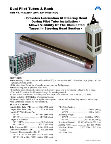 Pilot Tubes and Rack Assembly