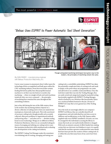 Belvac Uses ESPRIT to Power Automatic Tool Sheet Generation