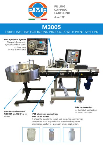 M3005 LABELLING LINE FOR ROUND PRODUCTS WITH PRINT APPLY