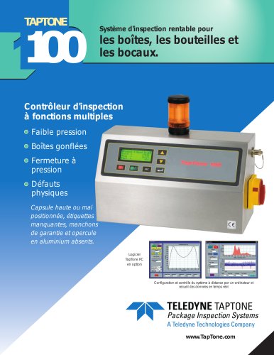 Taptone 100 - Système d'inspection rentable pour les boîtes, les bouteilles et les bocaux.