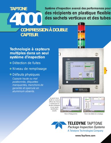 Taptone 4000 - Système d'inspection avancé des performances pour des récipients en plastique flexible des sachets verticaux et des tubes