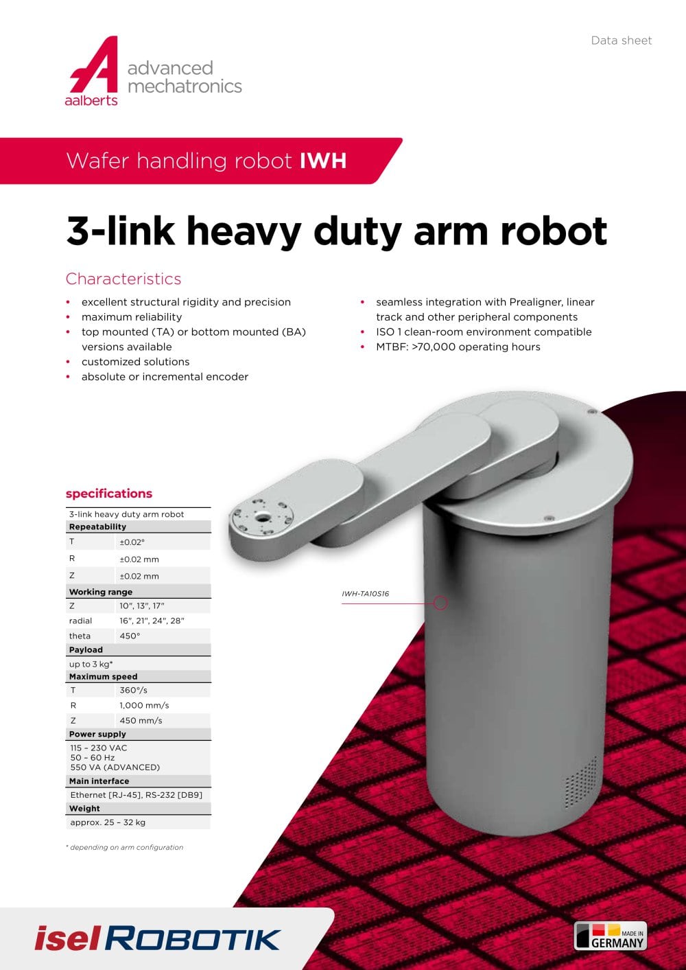 3-link heavy duty arm robot  - isel Germany