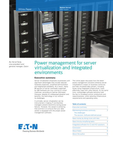 Power management for server virtualization and integrated environments