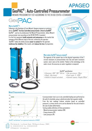 GeoPAC® : Auto-Controlled Pressuremeter