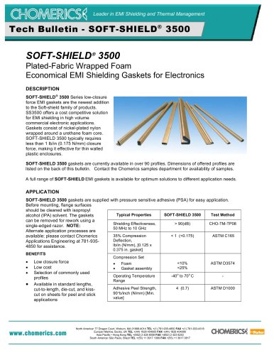 SOFT-SHIELD® 3500 Plated-Fabric Wrapped Foam Economical EMI Shielding Gaskets for Electronics