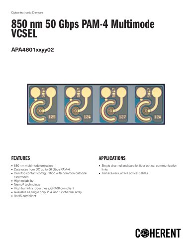 850 nm 50 Gbps PAM-4 Multimode VCSEL