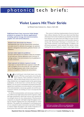 Diode Modules - Violet Lasers Hit Their Stride