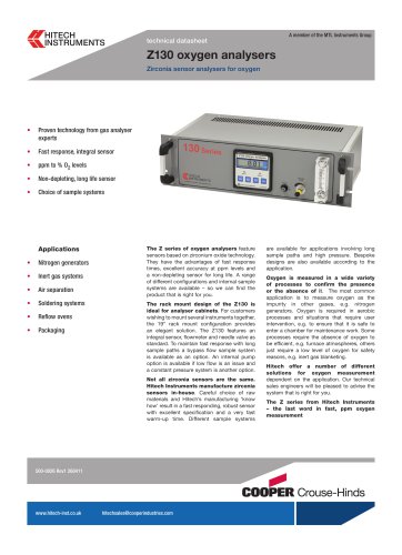 Oxygen Analyzer - Rapid Response Zirconia (Panel Mount) - Z130