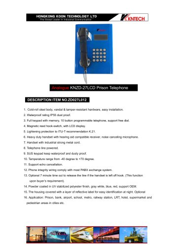 Jail telephone KNZD-27LCD analogue