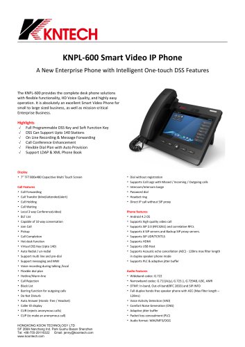 KNPL600 Smart video IP phone