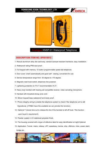 Waterproof Analogue Emergency telephone KNSP-01T3J