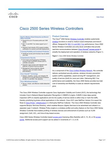 Cisco 2500 Series Wireless Controllers Data Sheet