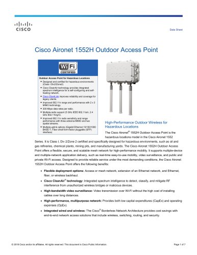 Cisco Aironet 1552H Outdoor Access Point Data Sheet