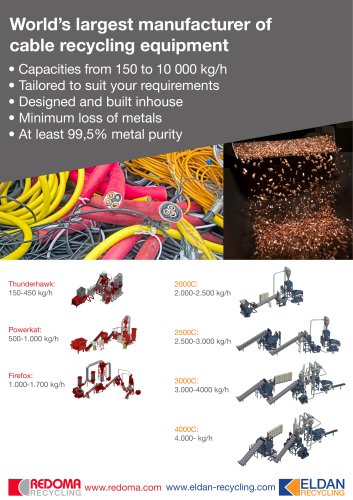 Eldan Recycling : World’s largest manufacturer of cable recycling equipment 2000C 2500C 3000C 4000C