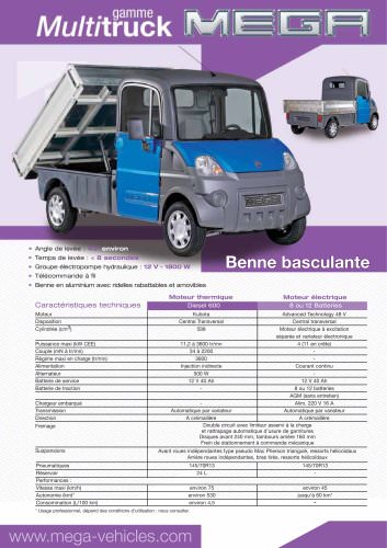 Véhicule utilitaire électrique avec benne à basculante