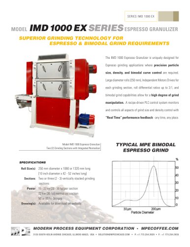 MODEL IMD 1000 EX SERIES ESPRESSO GRANULIZER