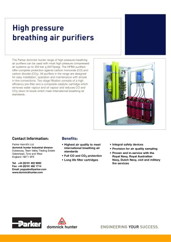 High pressure breathing air purifiers