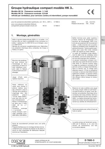 Groupe hydraulique compact modèle HK 3