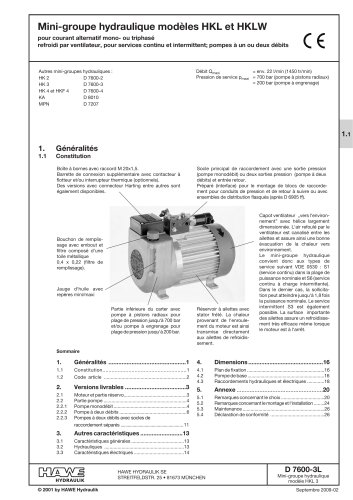 Mini-groupe hydraulique modèles HKL et HKLW