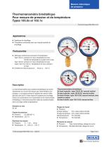 Pour mesure de pression et de température Types 100.0x et 100.1x - 1