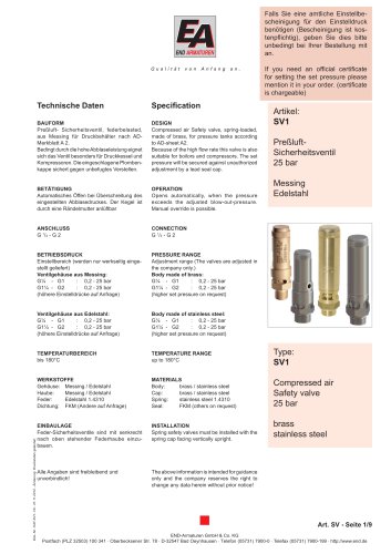 Data sheet SV1