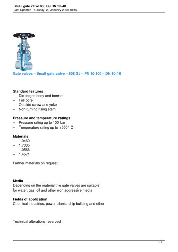 Small gate valve 808 GJ DN 10-40 