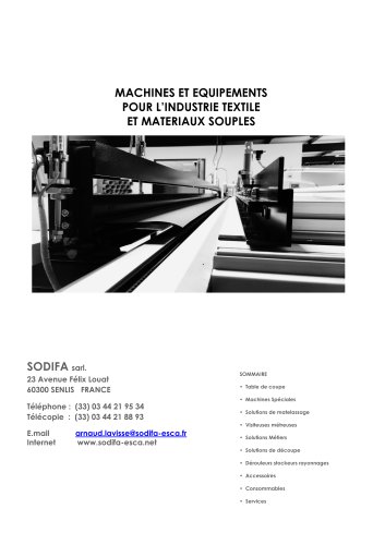 MACHINES ET EQUIPEMENTS POUR L&rsquo;INDUSTRIE TEXTILE ET MATERIAUX SOUPLES
