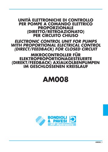 Electronic Control Unit for Pump with Proportional Electrical Control (Direct / Feedback) for Closed Circuit