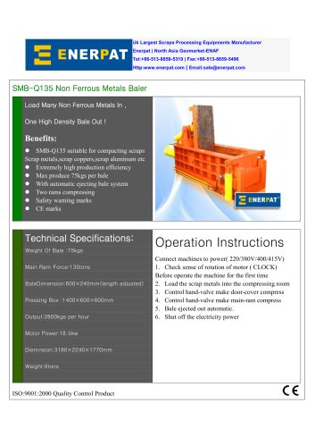 Enerpat SMB-Q135 Non Ferrous Metal Baler 