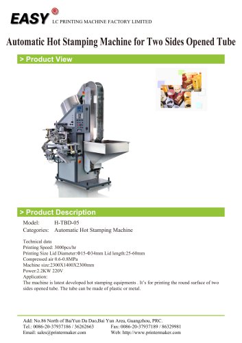 Auto Hot Stamping Machine: Automatic Hot Stamping Machine for Two Sides Opened Tube