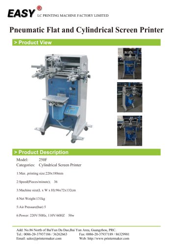 Pneumatic Flat and Cylindrical Screen Printer