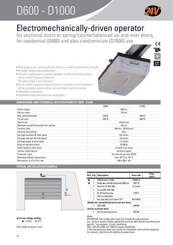 Automated systems for gates and barriers  D600 - D700HS - D1000 24V